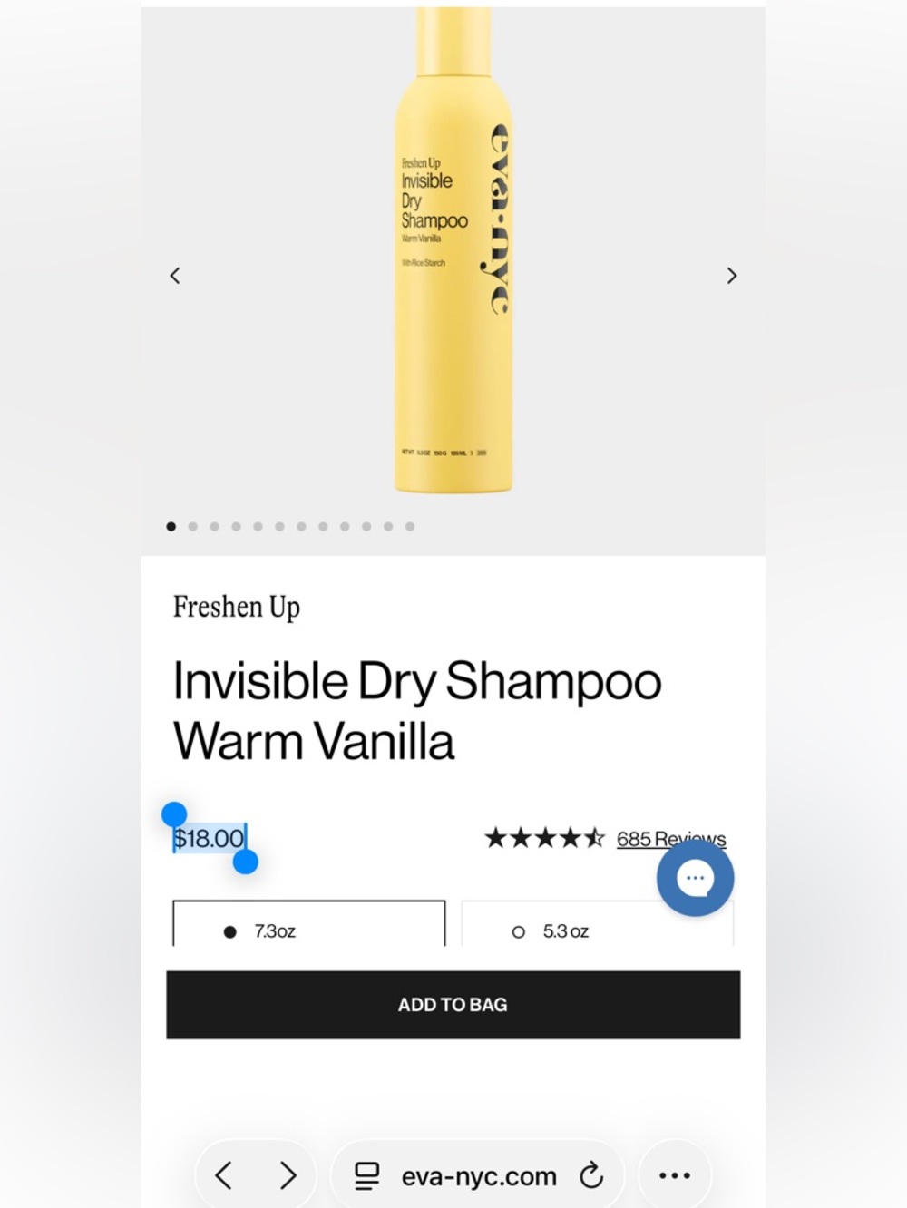 Eva NYC Freshen Up Invisible Dry Shampoo Warm Vanilla Scent 7.3 oz   hair beauty - Picture 4 of 4
